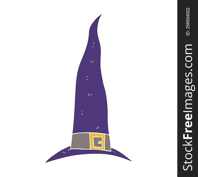Flat Color Illustration Of A Cartoon Witch S Hat