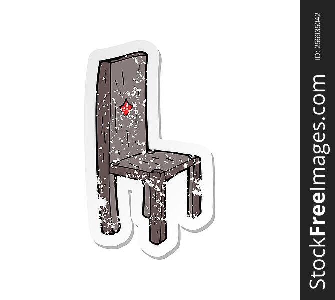 Retro Distressed Sticker Of A Cartoon Old Chair