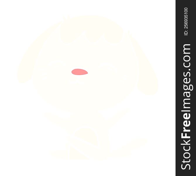 Happy Flat Color Style Cartoon Sitting Dog