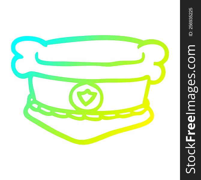 cold gradient line drawing of a cartoon police hat