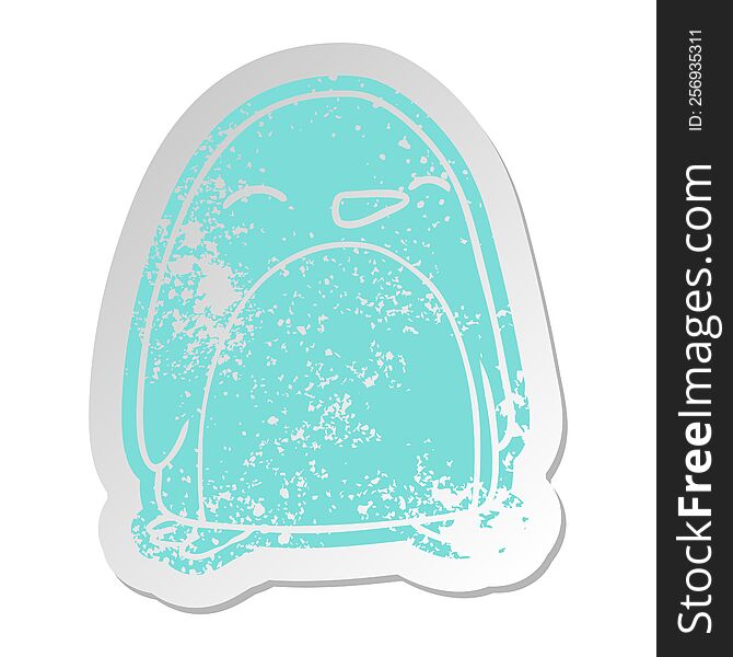 Distressed Old Sticker Of A Cute Penguin
