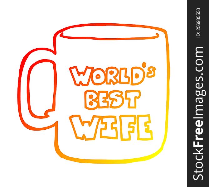 warm gradient line drawing of a worlds best wife mug