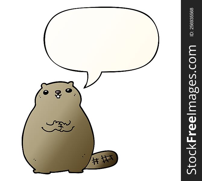 Cartoon Beaver And Speech Bubble In Smooth Gradient Style