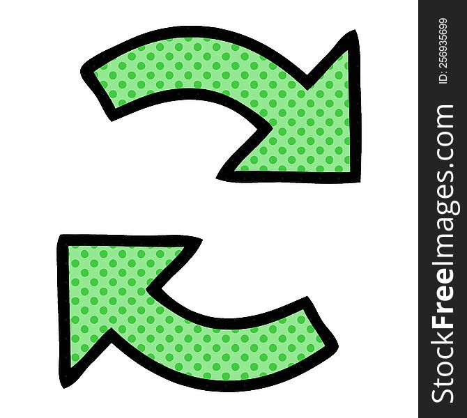 comic book style cartoon of a recycling arrows