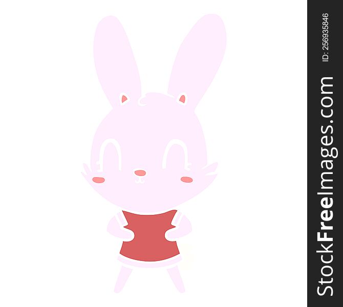 Cute Flat Color Style Cartoon Rabbit In Dress