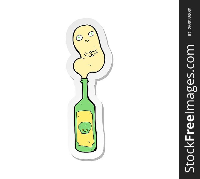 sticker of a cartoon ghost in bottle