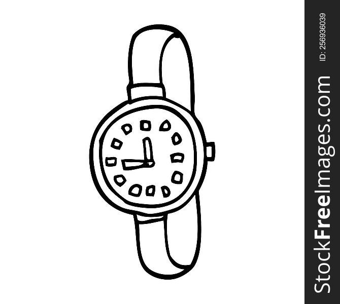 line drawing cartoon wrist watch