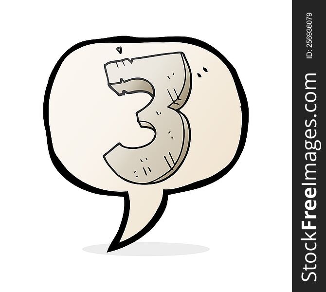 Speech Bubble Cartoon Stone Number Three