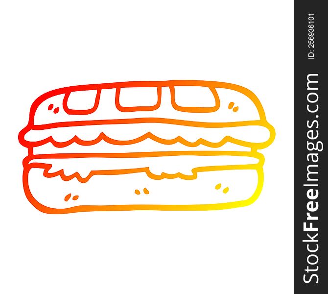 warm gradient line drawing cartoon tasty sandwich