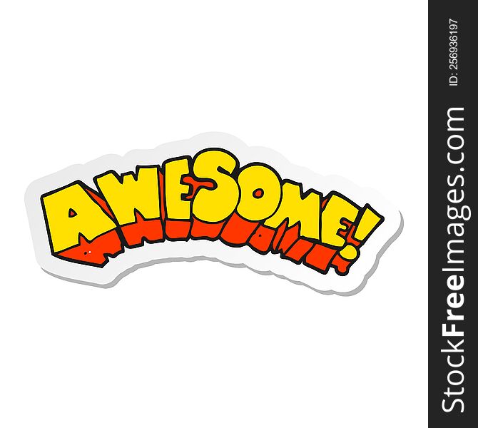 Sticker Of A Cartoon Word Awesome