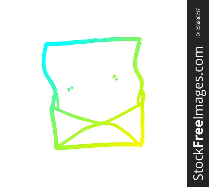 Cold Gradient Line Drawing Cartoon Letter And Envelope