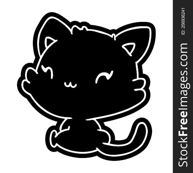 cartoon icon of cute kawaii kitten