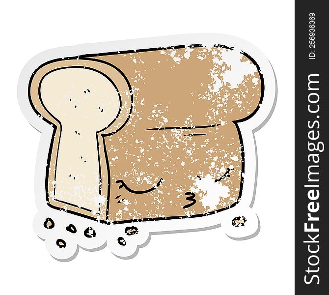 distressed sticker of a cartoon loaf of bread