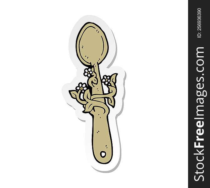 sticker of a cartoon wooden spoon