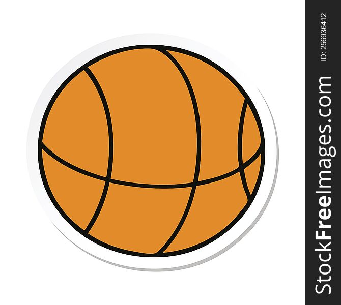 sticker of a cute cartoon basket ball