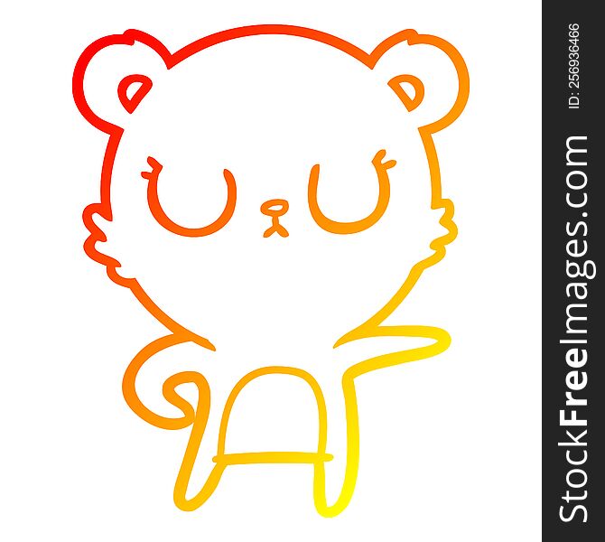 Warm Gradient Line Drawing Peaceful Cartoon Bear