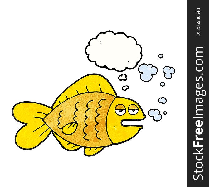 freehand drawn thought bubble textured cartoon funny fish