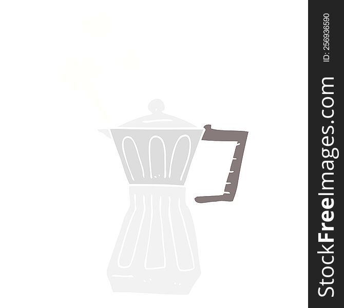 Flat Color Illustration Of A Cartoon Espresso Stovetop Maker