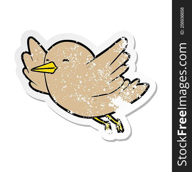 Distressed Sticker Of A Cartoon Bird