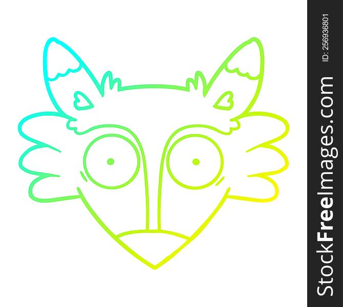 cold gradient line drawing of a cartoon startled fox