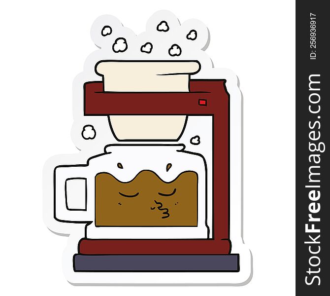 sticker of a cartoon filter coffee machine