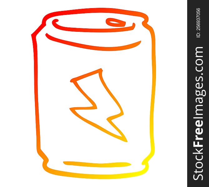 warm gradient line drawing of a cartoon can of energy drink