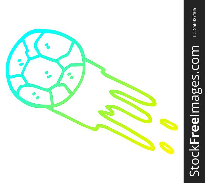 Cold Gradient Line Drawing Cartoon Soccer Ball