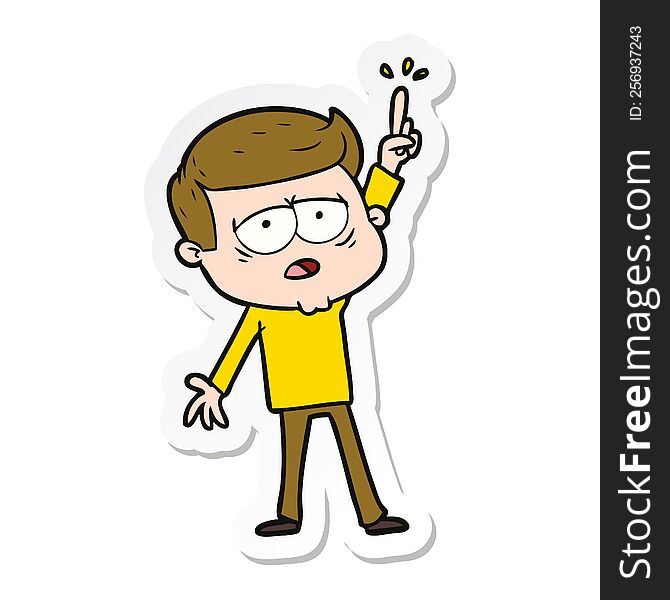 Sticker Of A Cartoon Tired Man Pointing