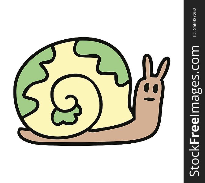 hand drawn quirky cartoon snail. hand drawn quirky cartoon snail