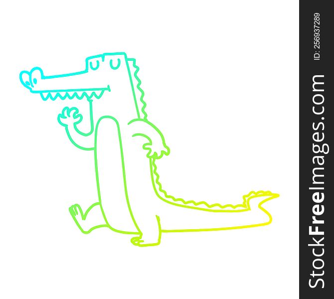 cold gradient line drawing of a cartoon crocodile