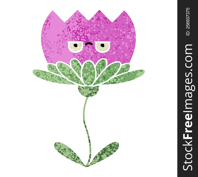 Retro Illustration Style Cartoon Flower