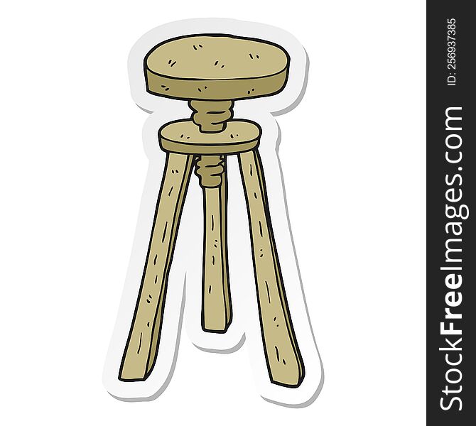 sticker of a cartoon artist stool