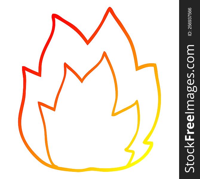 warm gradient line drawing of a cartoon fire explosion