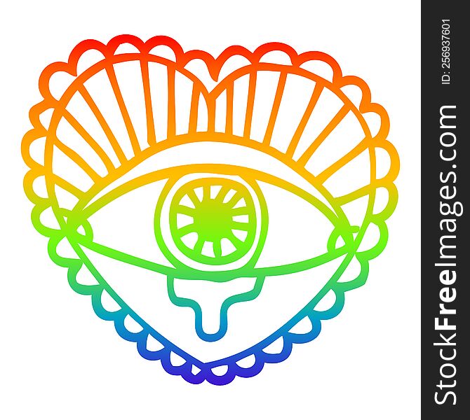 rainbow gradient line drawing cartoon crying eye heart tattoo symbol