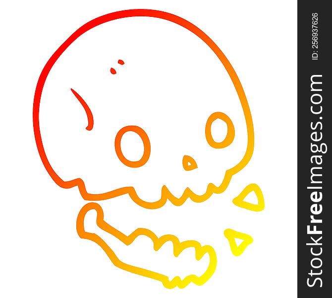 Warm Gradient Line Drawing Cartoon Spooky Skull