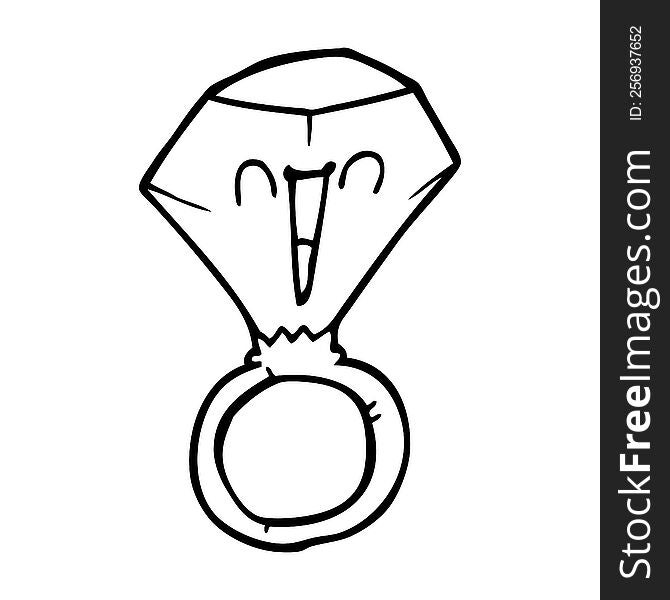 Line Drawing Cartoon Red Ruby Ring