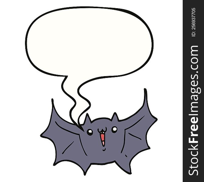 Cartoon Happy Vampire Bat And Speech Bubble