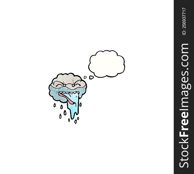 Cartoon Raincloud With Thought Bubble