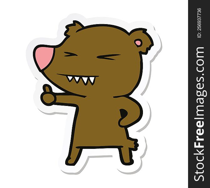 Sticker Of A Cartoon Bear Giving Thumbs Up