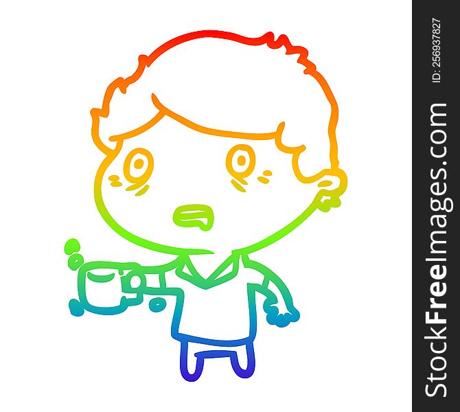 Rainbow Gradient Line Drawing Man Jittery From Drinking Too Much Coffee
