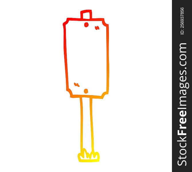 warm gradient line drawing of a cartoon blank sign post