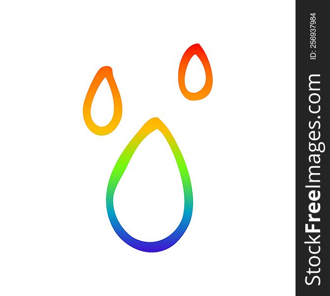 rainbow gradient line drawing of a cartoon water drips