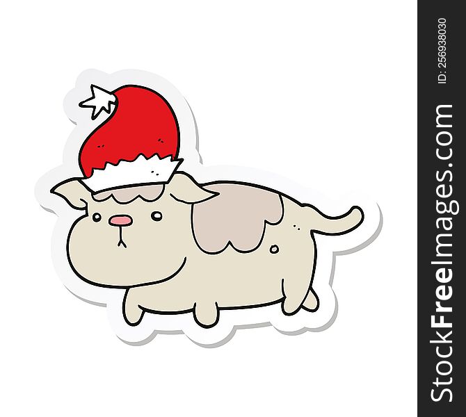 Sticker Of A Cute Christmas Dog