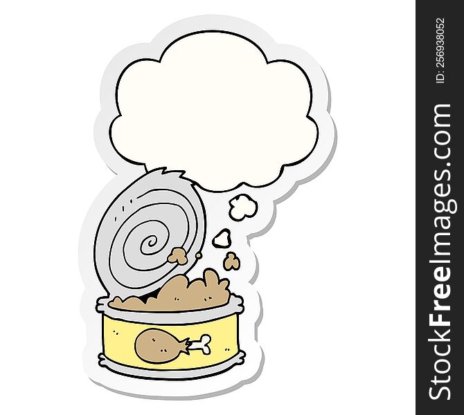 Cartoon Canned Food And Thought Bubble As A Printed Sticker