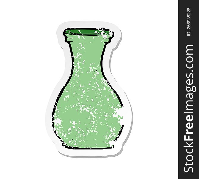 retro distressed sticker of a cartoon vase
