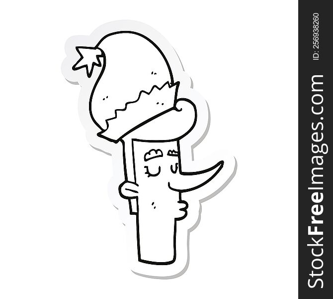 Sticker Of A Cartoon Man In Christmas Hat