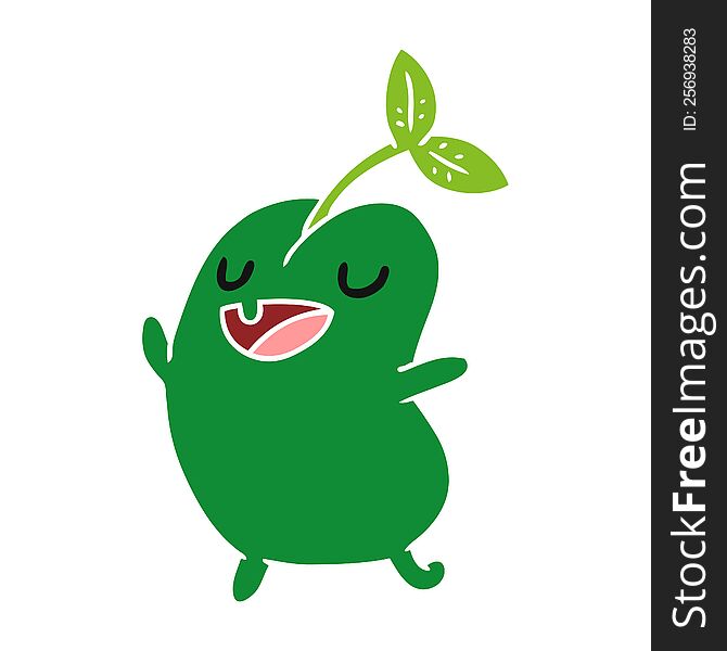 cartoon illustration kawaii cute sprouting bean. cartoon illustration kawaii cute sprouting bean