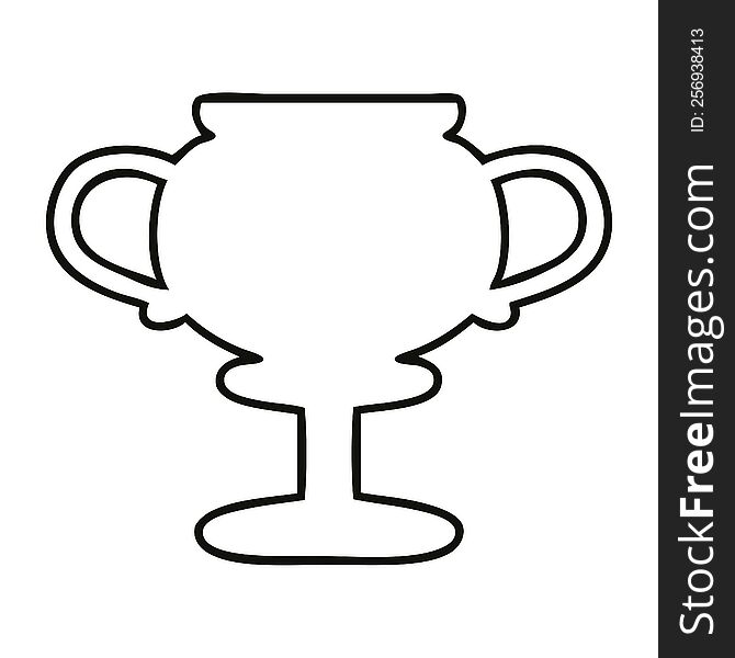 Line Drawing Cartoon Gold Trophy