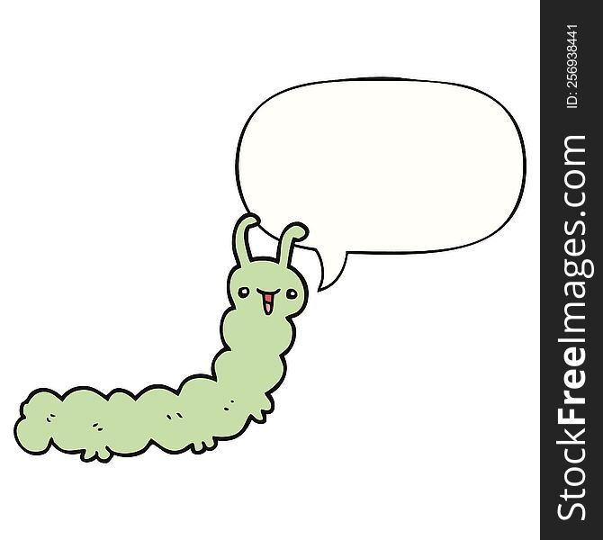 Cartoon Caterpillar And Speech Bubble