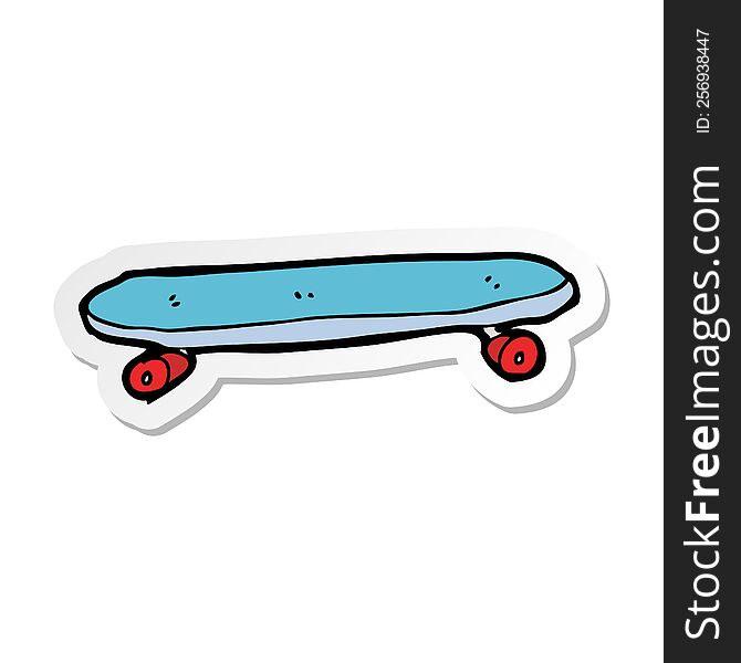 Sticker Of A Cartoon Skateboard
